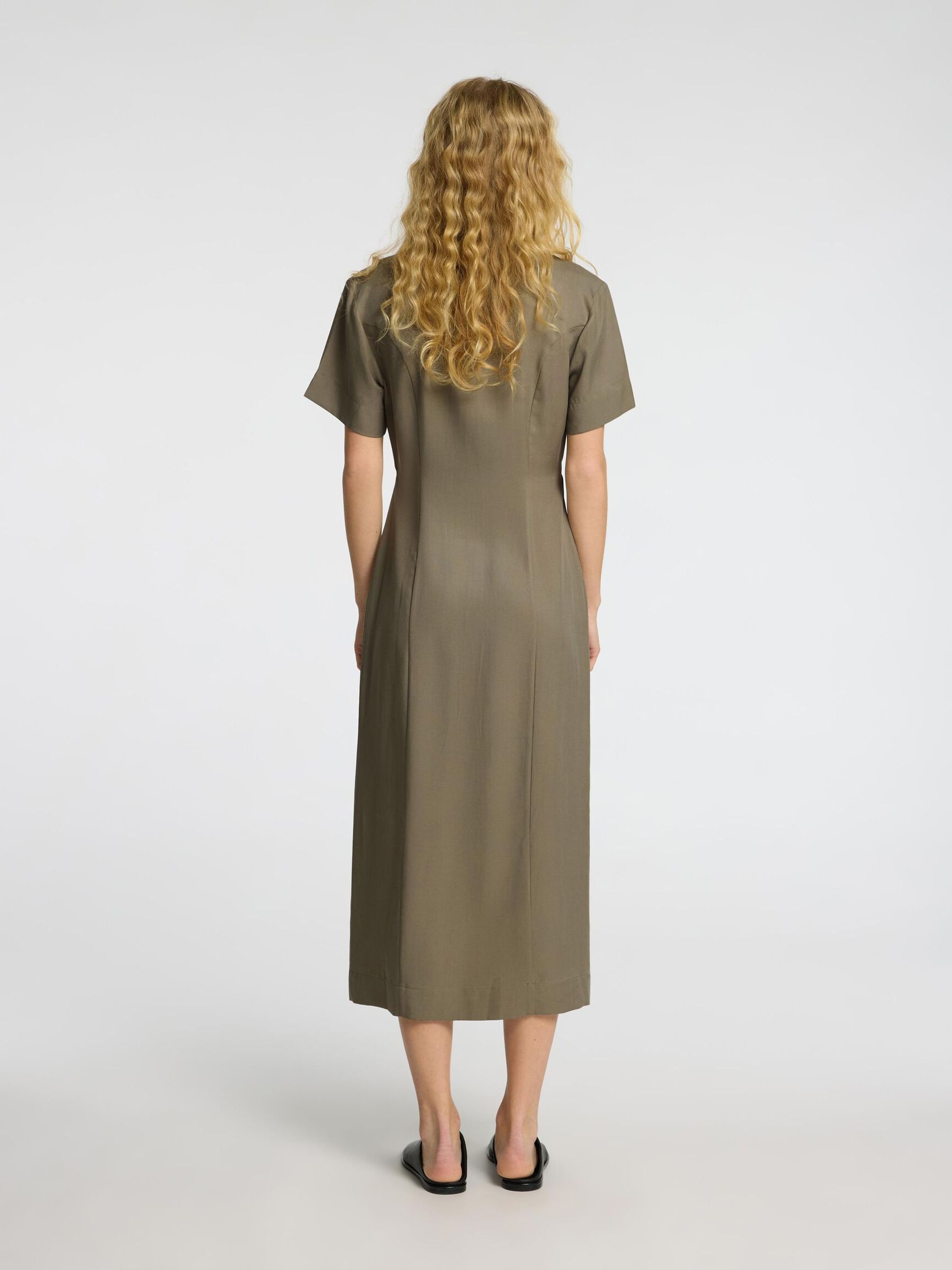 TAILORED MIDI DRESS, Vetiver, highres