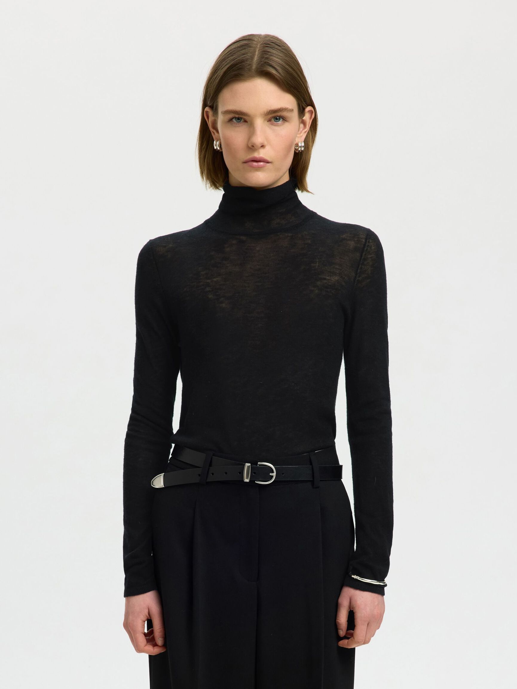 MERINO WOOL TURTLENECK, Black, highres