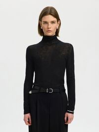 MERINO WOOL TURTLENECK, Black, highres