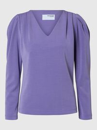DRAPÉ TOP À COL V, Paisley Purple, highres