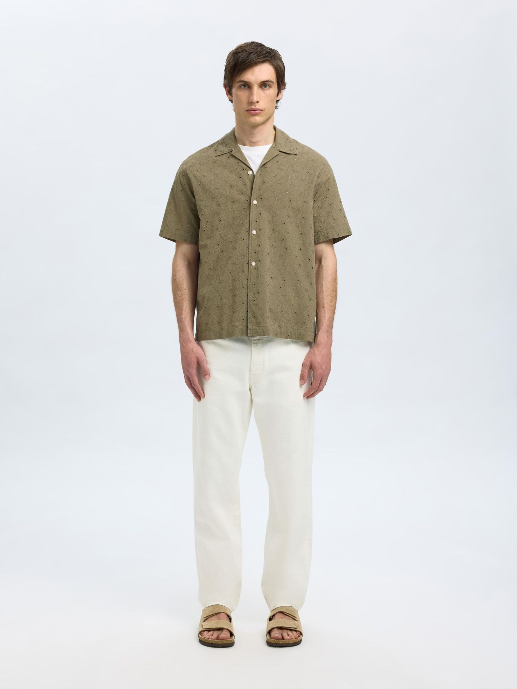 CAMICIA A MANICHE CORTE, Vetiver, highres