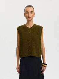 WOOL BLEND  WAISTCOAT, Fir Green, highres