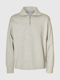 BOMULL SWEATSHIRT MED GLIDELÅS, Light Grey Melange, highres