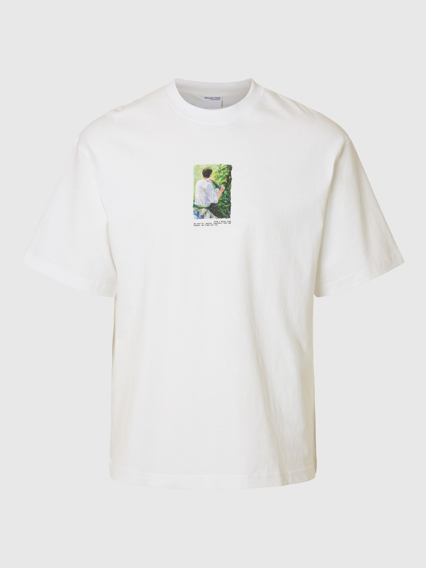 BEDRUKT T-SHIRT MET RONDE HALS, Bright White, highres
