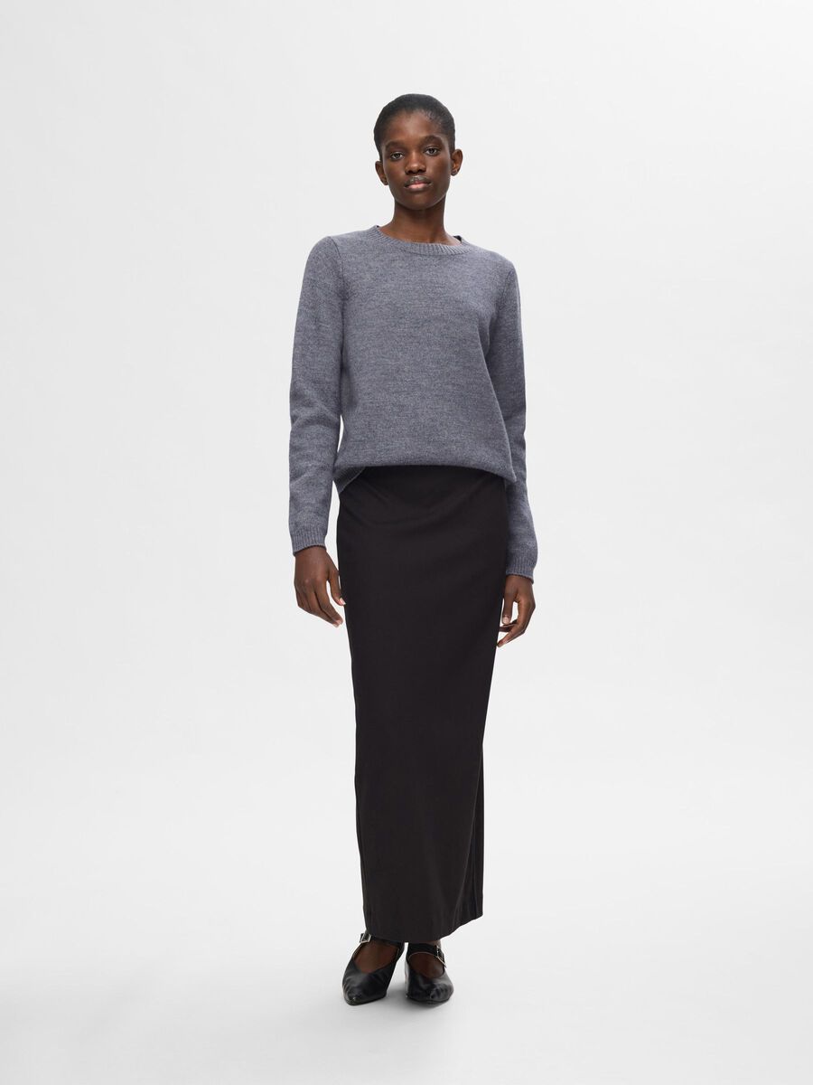 Selected 100% WOOL JUMPER, Medium Grey Melange, highres - 16094186_MediumGreyMelange_005.jpg