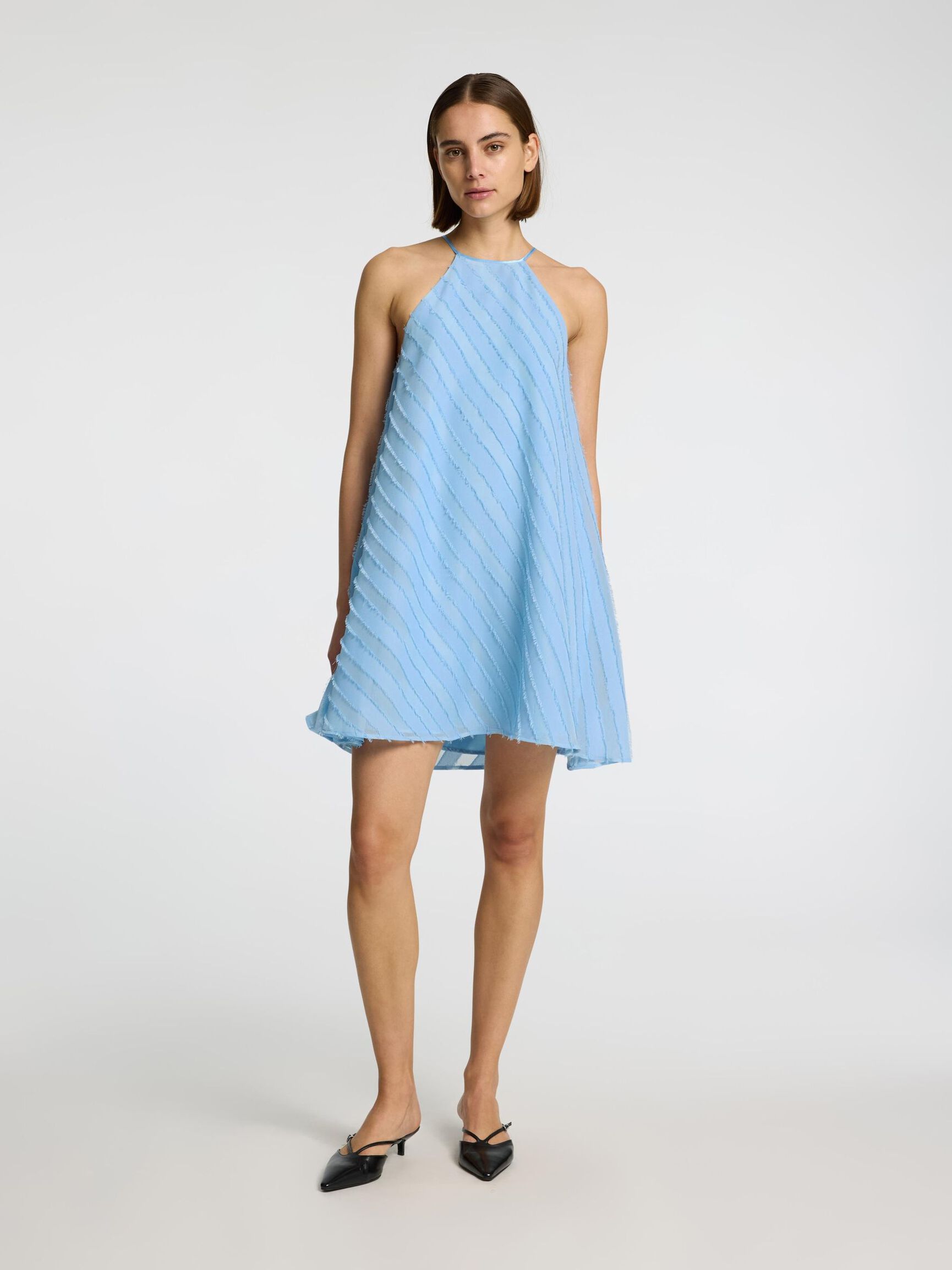 SLEEVELESS HALTERNECK DRESS, Cerulean, highres