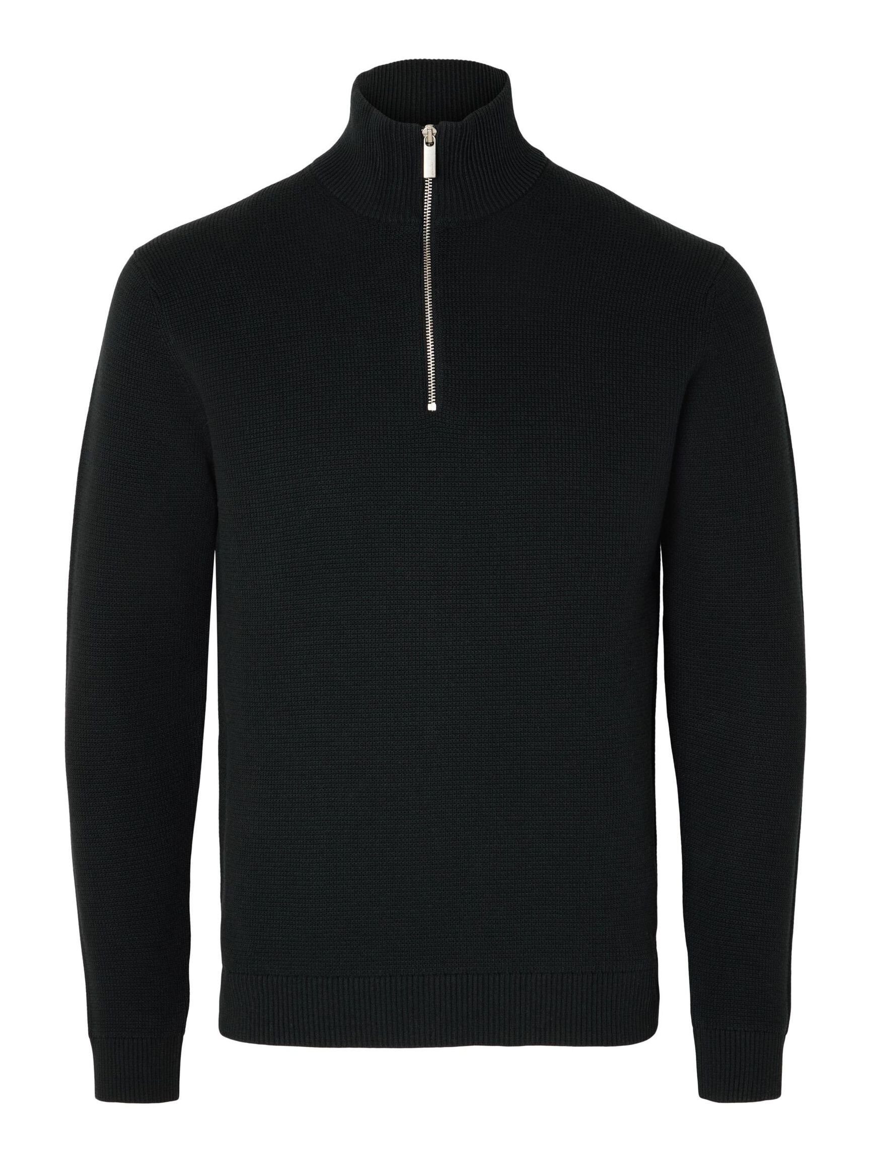 HALVE RITSSLUITING SWEATER, Black, highres