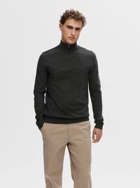 HALF-ZIP KNITTED JUMPER, Antracit, highres