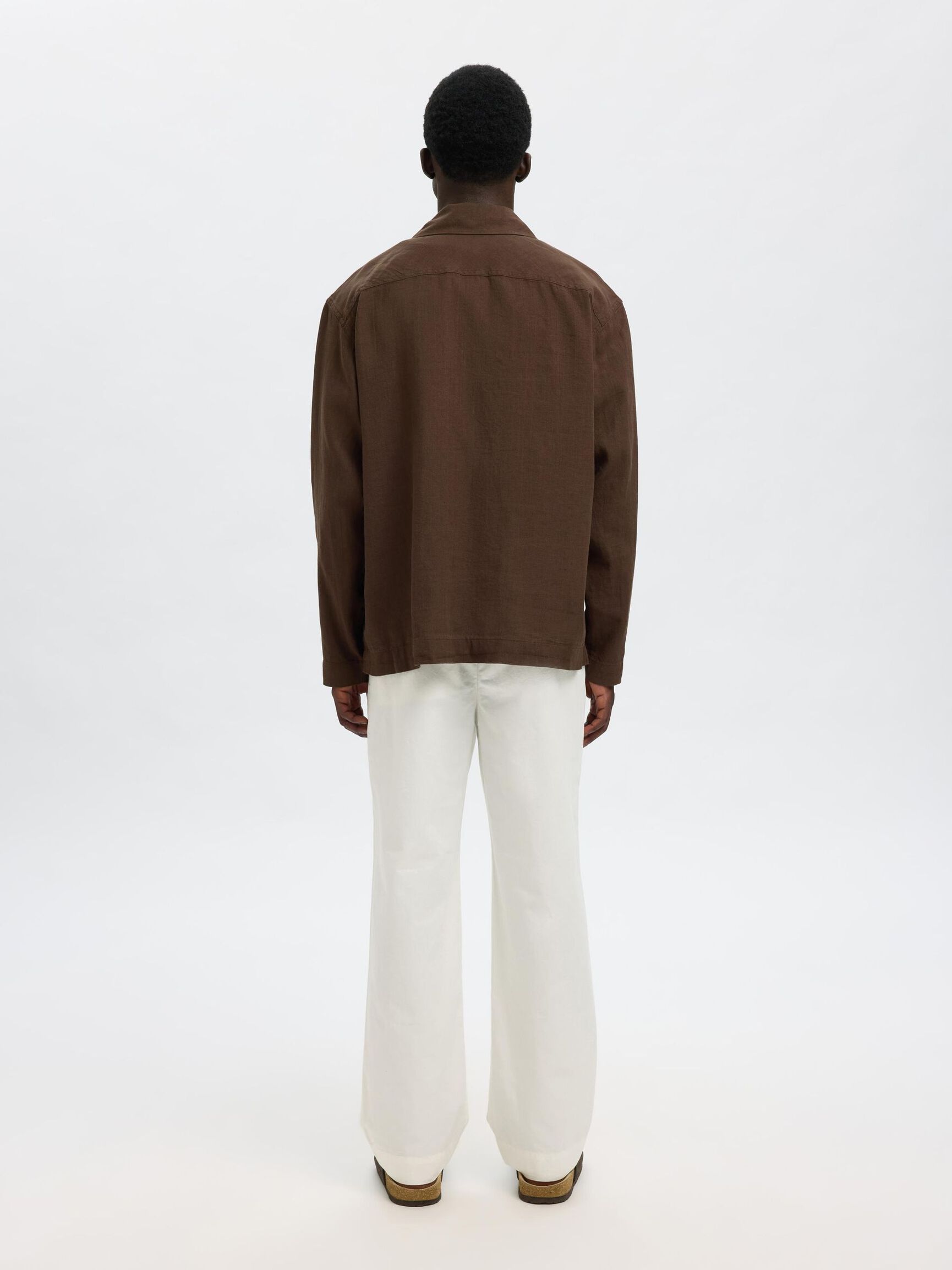 LINEN BLEND OVERSHIRT, Demitasse, highres