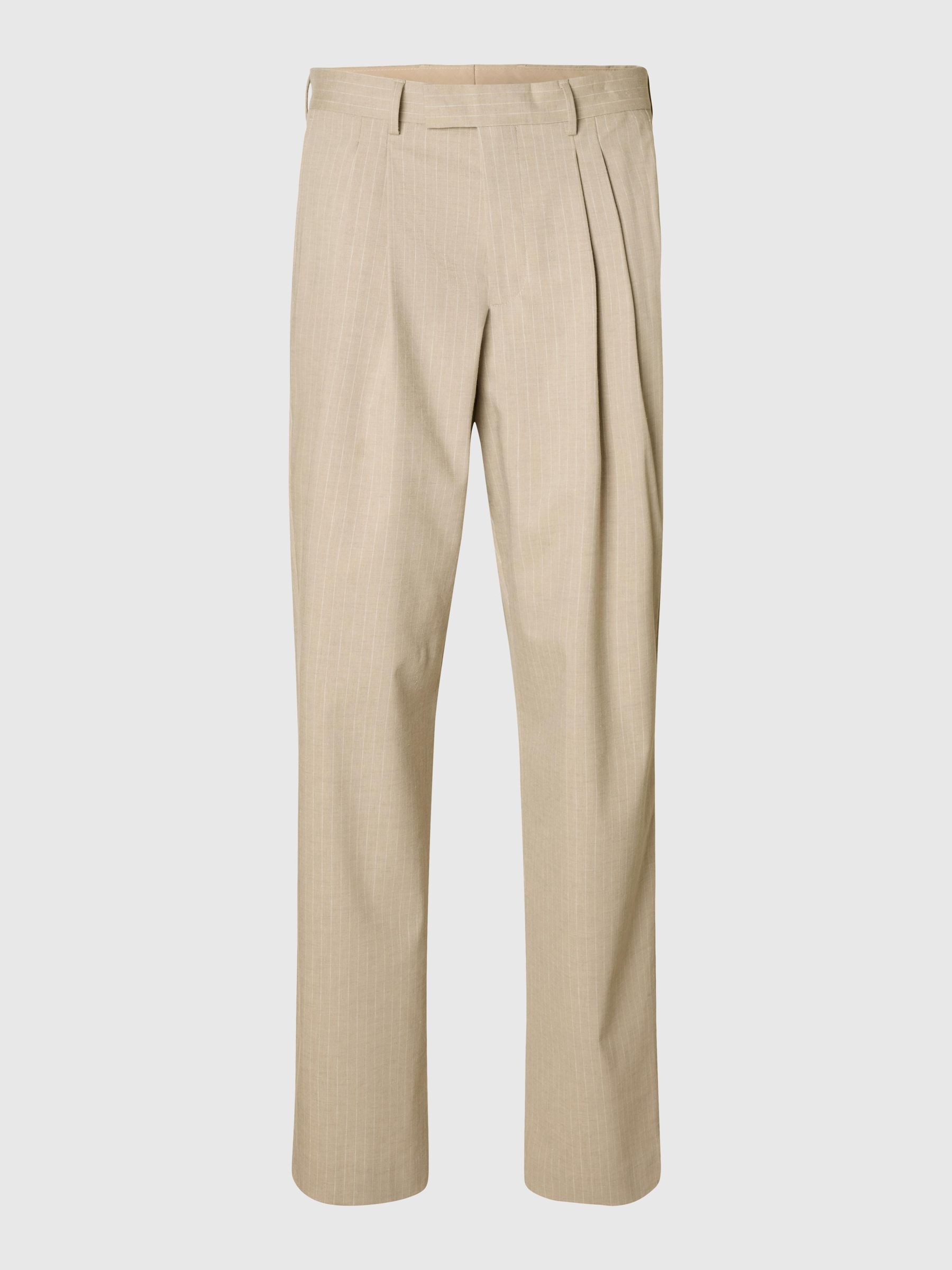 RELAXED FIT PINSTRIPE SUIT TROUSERS | White | Selected