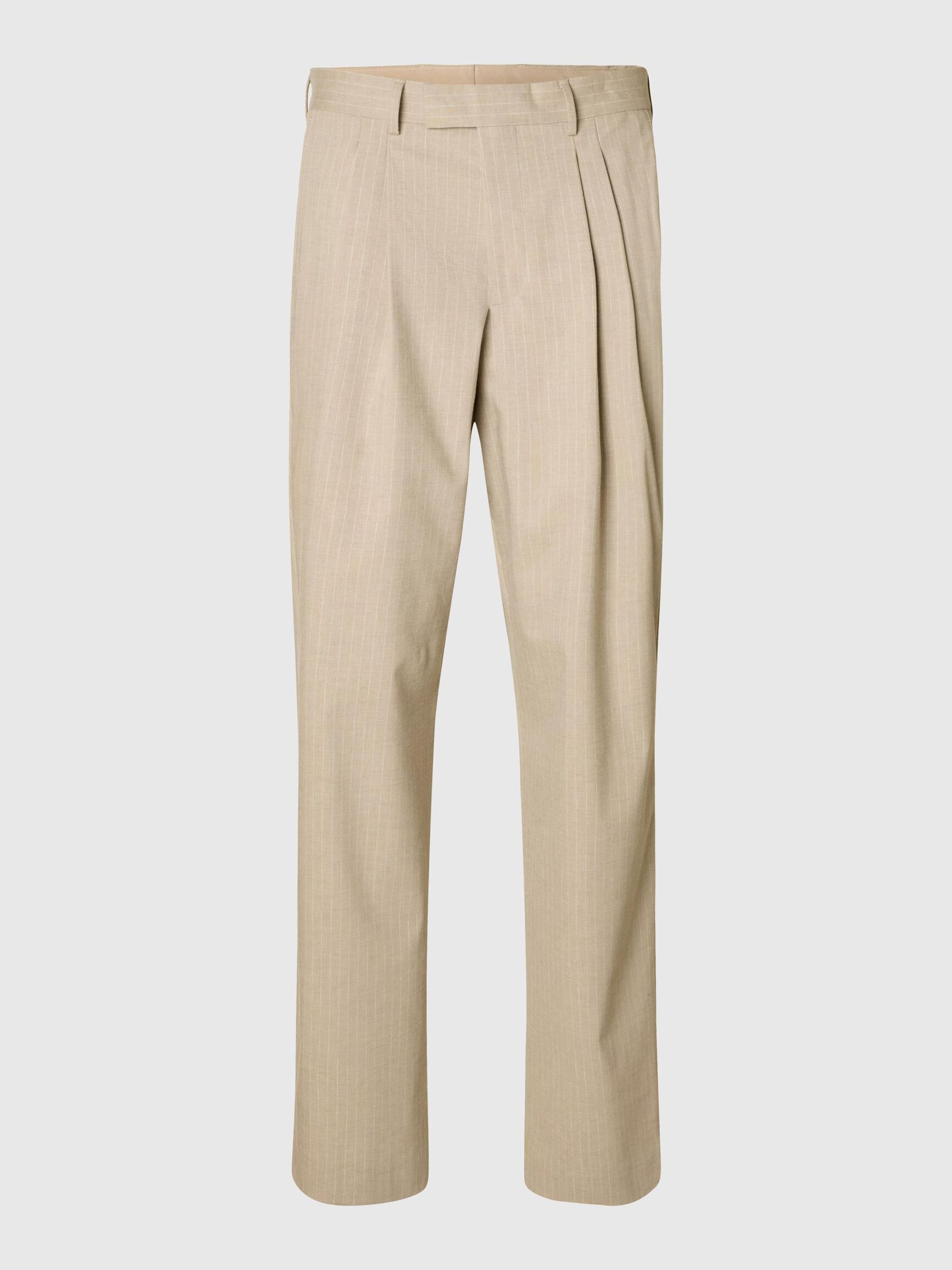 RELAXED FIT PINSTRIPE SUIT TROUSERS, Sand, highres