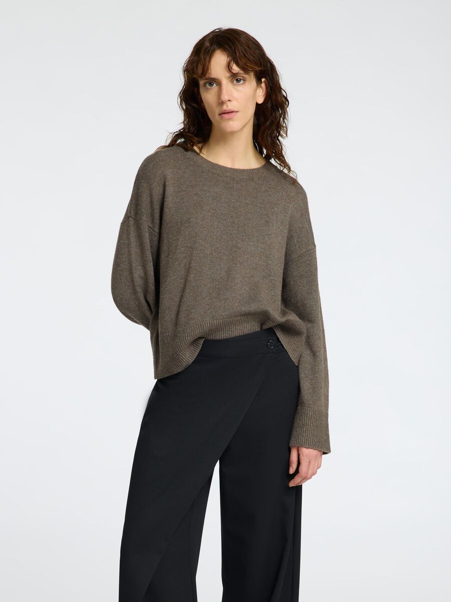 Selected LOOSE FIT WOLMIX SWEATER, Morel, highres - 16093234_Morel_1159839_003.jpg