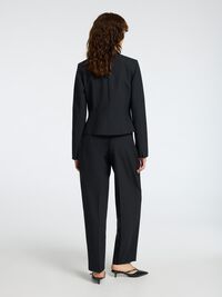 FITTED WOOL BLEND BLAZER, Black, highres