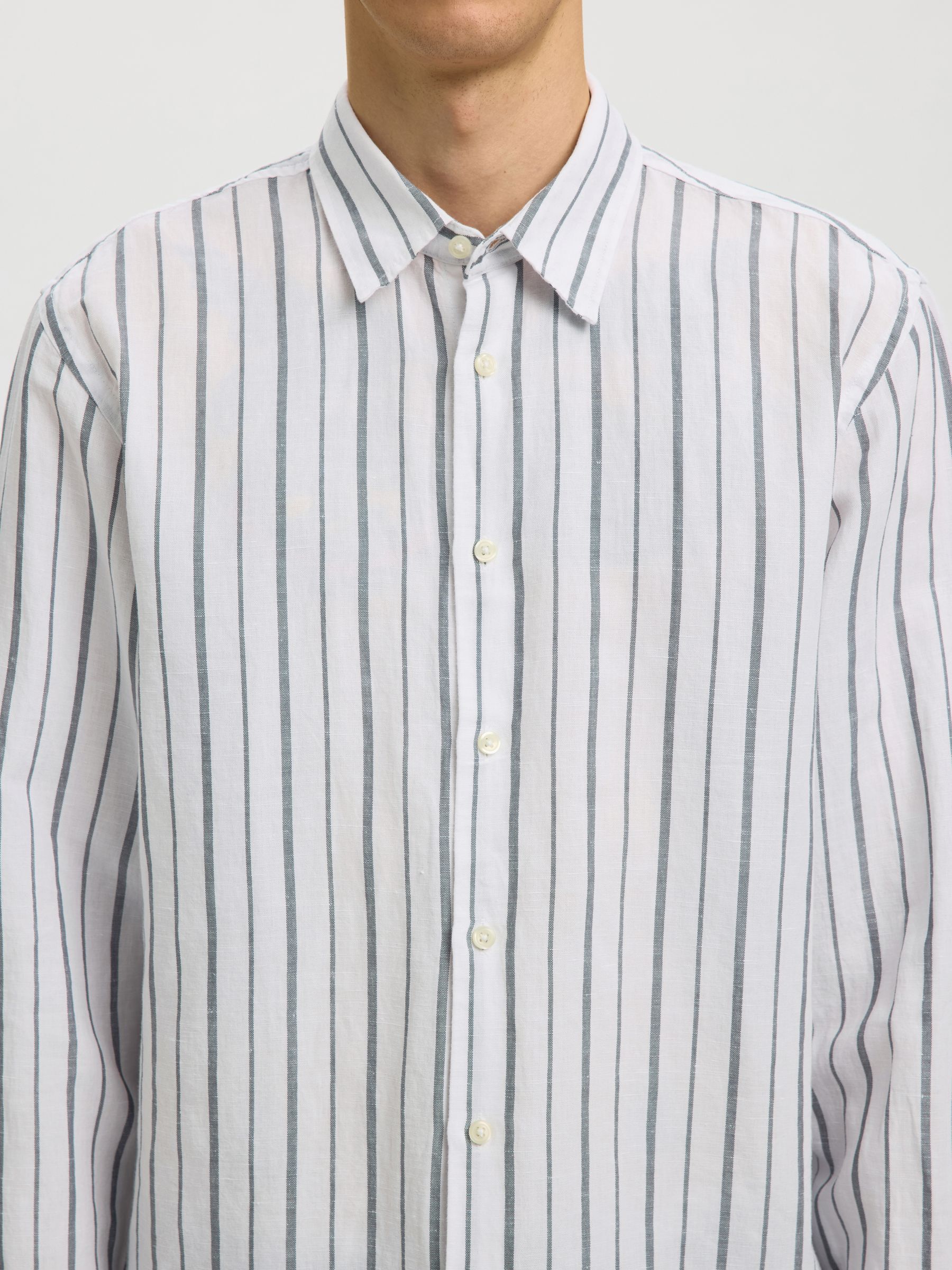 COUPE CLASSIQUE CHEMISE EN LIN MÉLANGÉ, Bright White, highres