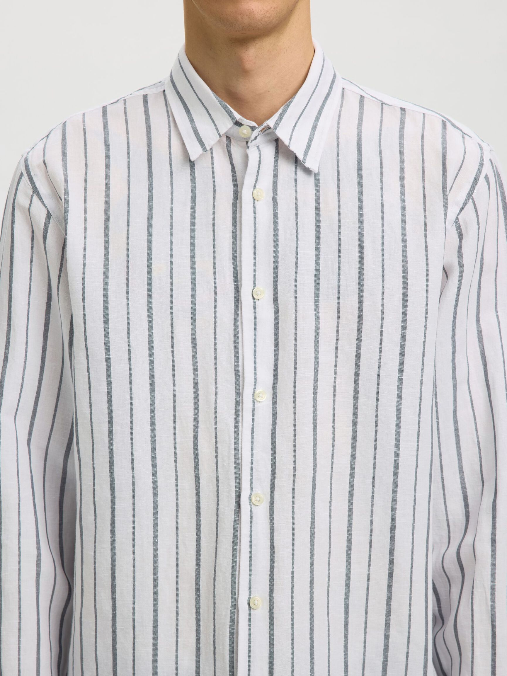 COUPE CLASSIQUE CHEMISE EN LIN MÉLANGÉ, Bright White, highres