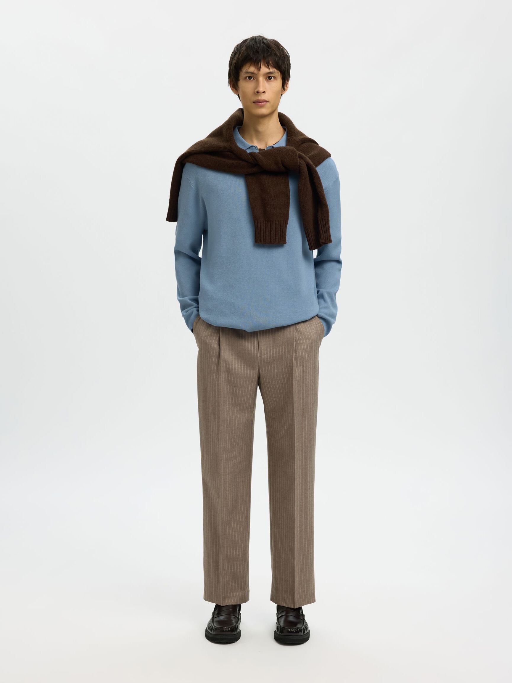 HALF-ZIP PULLOVER, Dusty Blue, highres