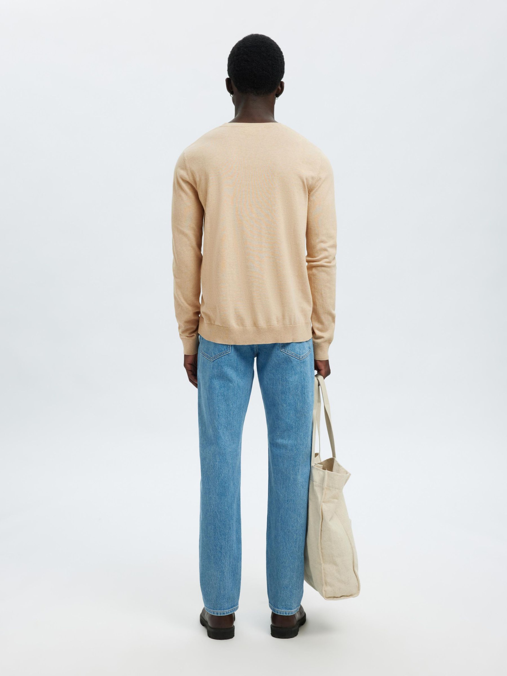 LANGARM PULLOVER MIT RUNDHALSAUSSCHNITT, Oatmeal, highres