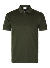 ZIPPER POLO SHIRT, Forest Night, highres