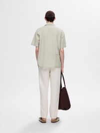 LIN MÉLANGÉ CHEMISE À MANCHES COURTES, Vetiver, highres