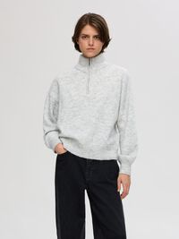 ULLBLANDING GENSER MED HALV GLIDELÅS, Light Grey Melange, highres
