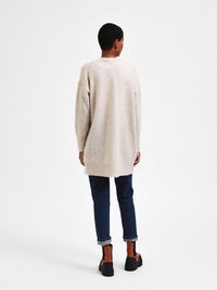 LONG KNITTED CARDIGAN, Birch, highres