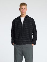 ZIPPED OVERSHIRT, Black, highres