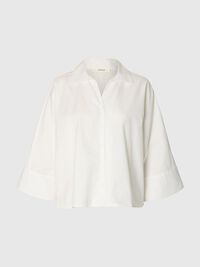 COTTON 3/4 SLEEVED SHIRT, Bright White, highres