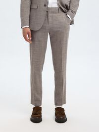 SLIM FIT SUIT TROUSERS, Dark Sand Melange, highres