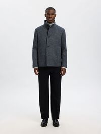 WOOL BLEND JACKET, Black, highres