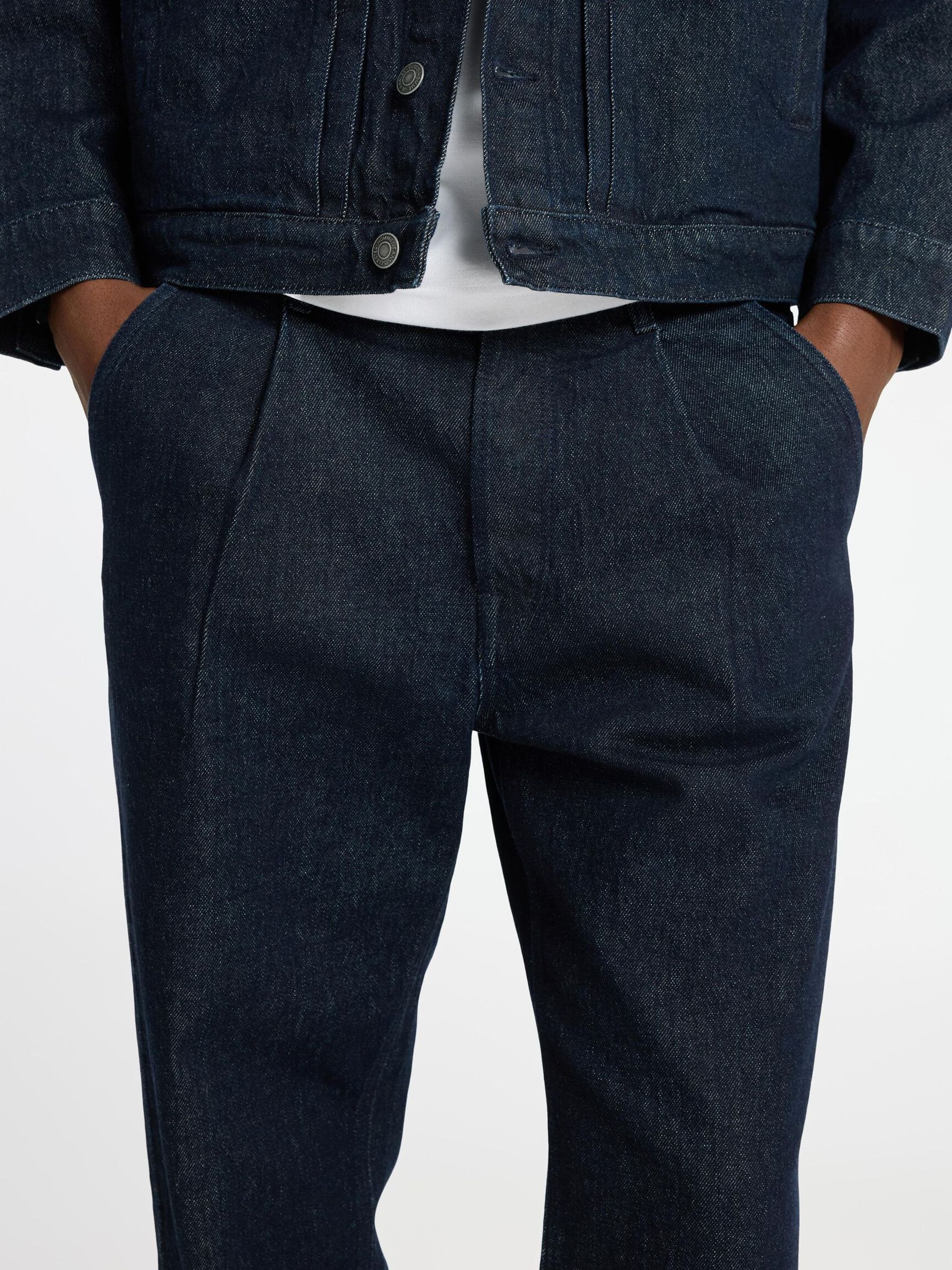 220 BUNDFALTEN LOOSE FIT JEANS, Dark Blue Denim, highres