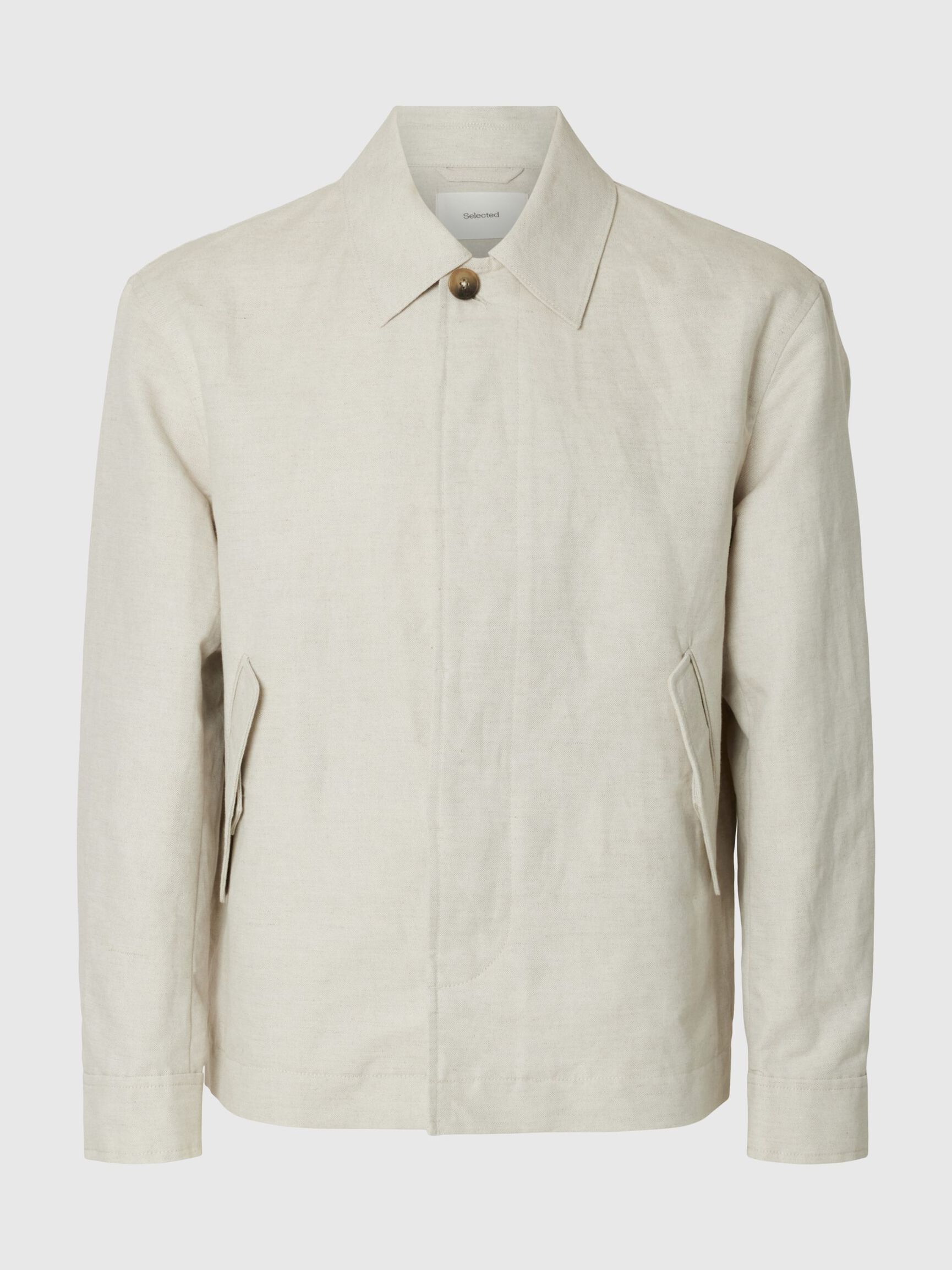 LINEN BLEND JACKET, Birch, highres