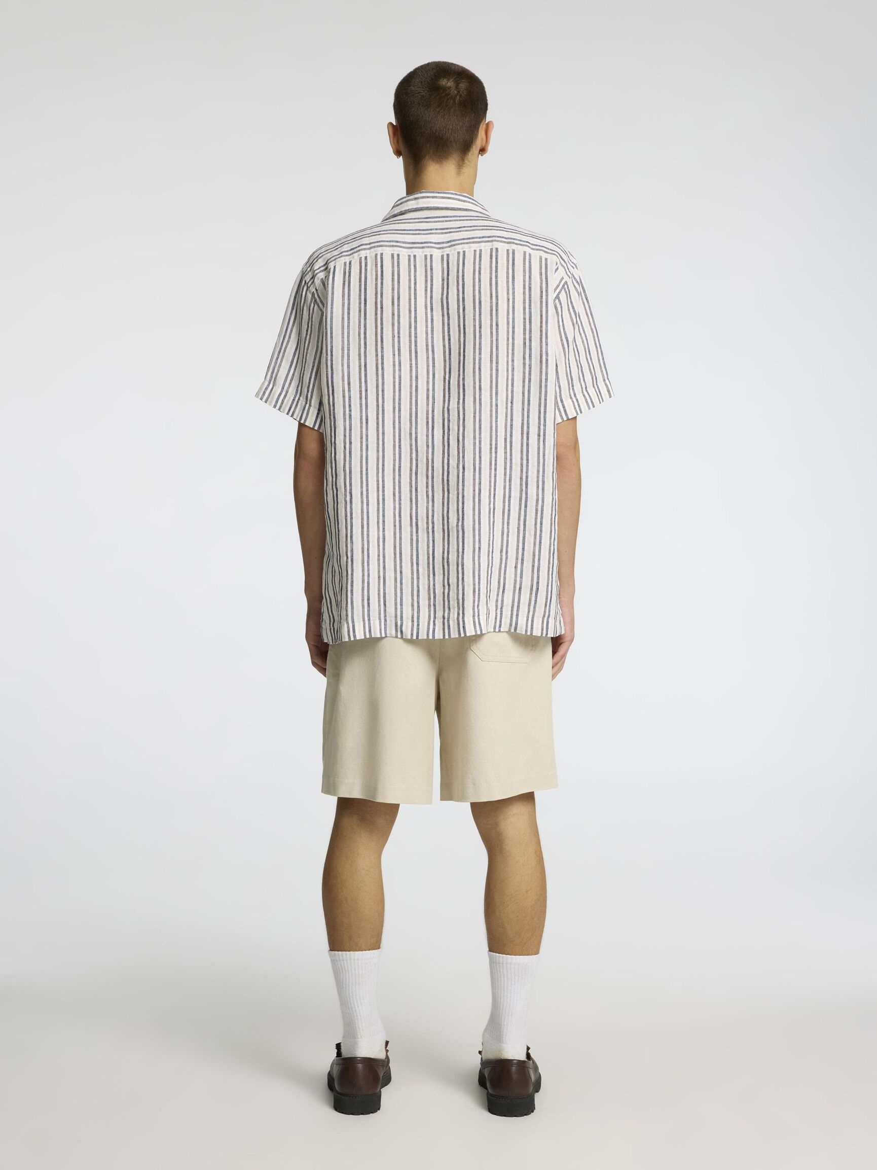 100% LINEN SHORT SLEEVED SHIRT, Bright White, highres