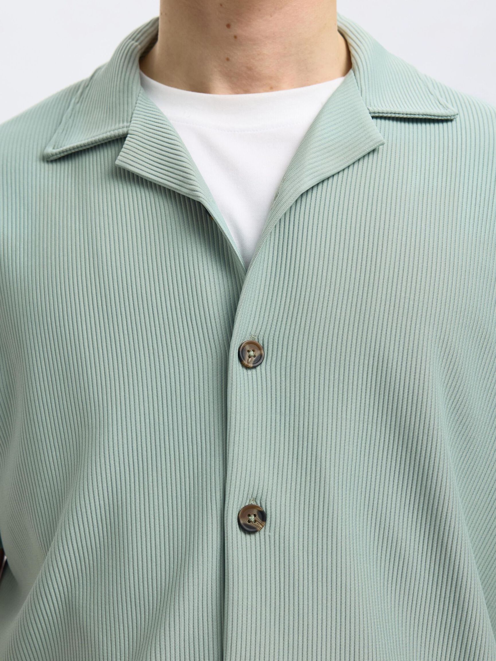 GERIPPTES CUBAN COLLAR KURZARMHEMD, Iceberg Green, highres