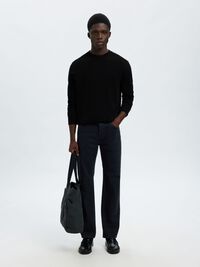 BAUMWOLL PULLOVER, Black, highres