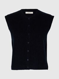 ULLBLANDNING STICKAD VÄST, Dark Sapphire, highres