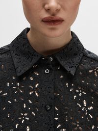 OVERSIZED LACE SHIRT, Black, highres