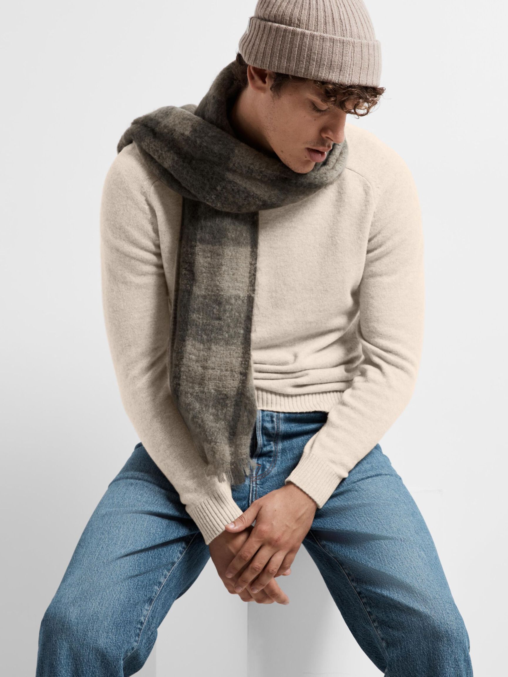 CREW NECK KNITTED JUMPER, Kelp, highres