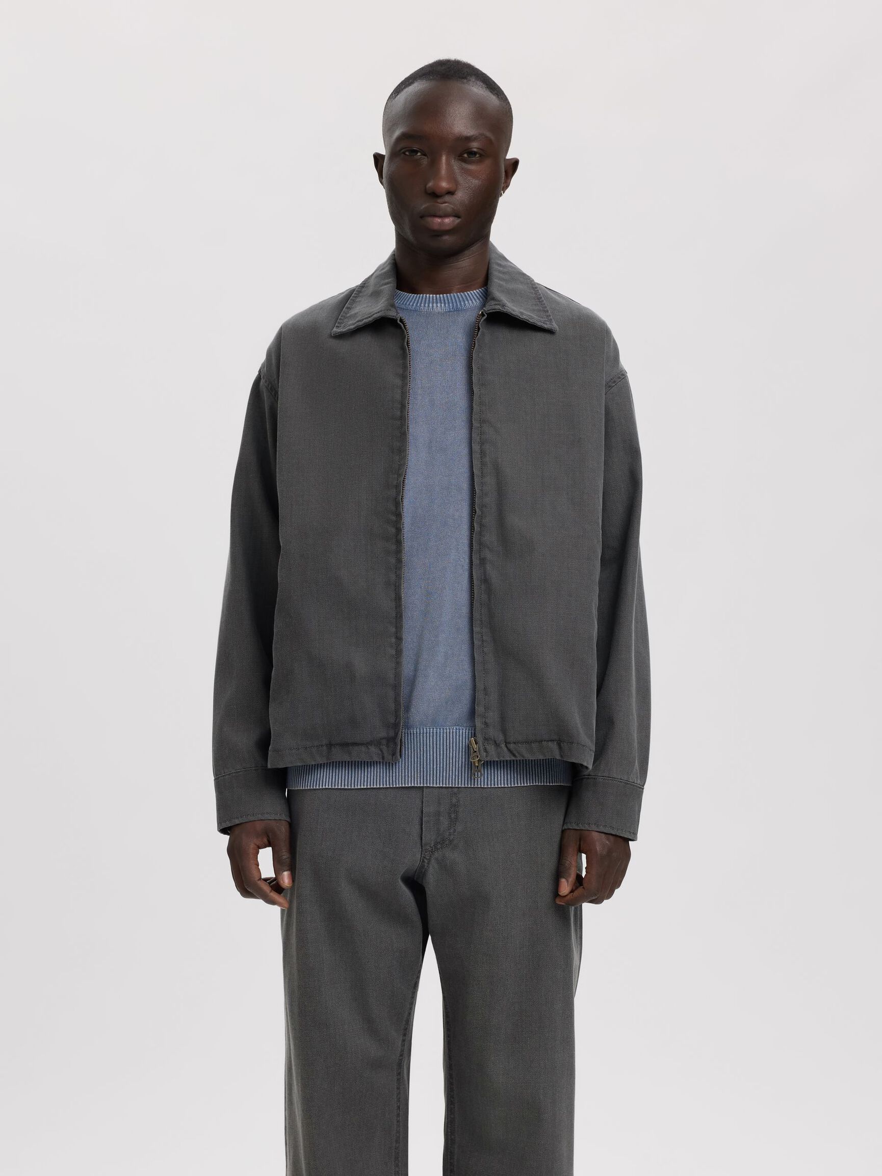 SELVEDGE DENIM JACKET, Light Grey Denim, highres