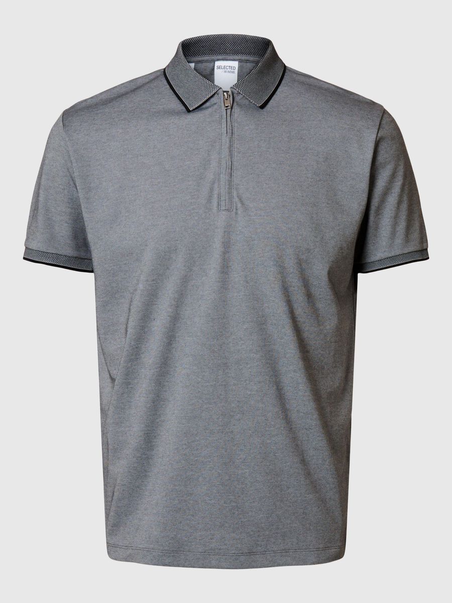 Selected MANCHES COURTES POLO, Medium Grey Melange, highres - 16096223_MediumGreyMelange_001.jpg