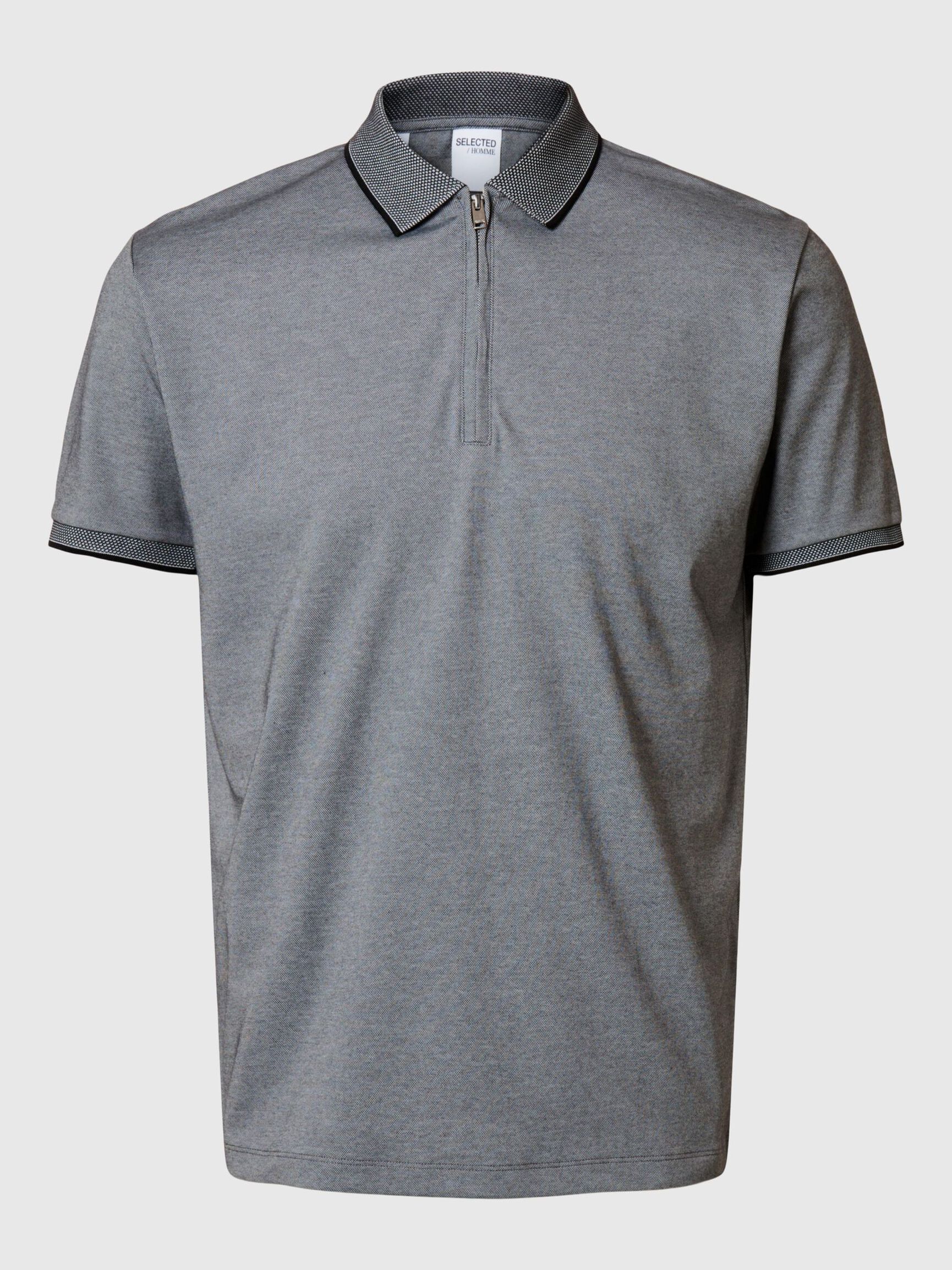 SHORT SLEEVED POLO SHIRT, Medium Grey Melange, highres
