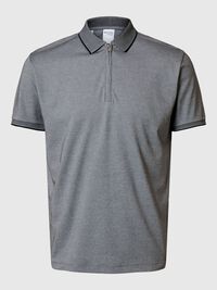 SHORT SLEEVED POLO SHIRT, Medium Grey Melange, highres