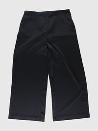 SATIJN WIDE LEG BROEK, Black, highres