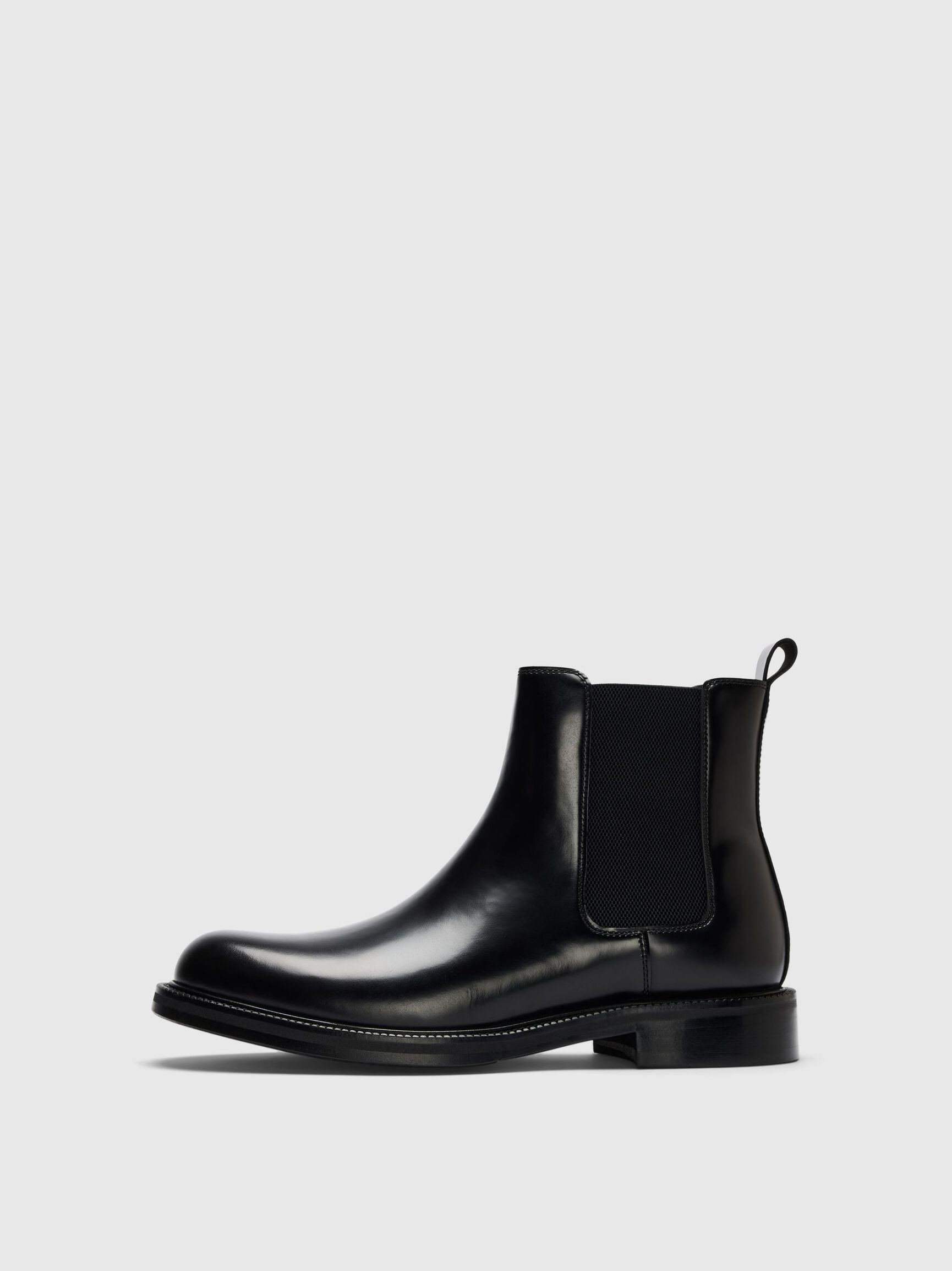 LEATHER CHELSEA BOOTS, Black, highres