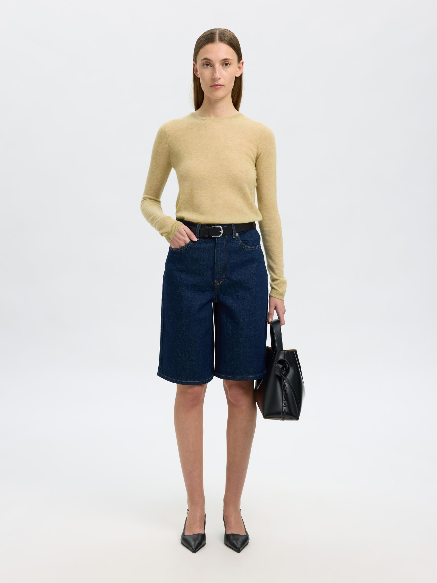 ULLBLANDING STRIKKET TOPP, Slate Green, highres