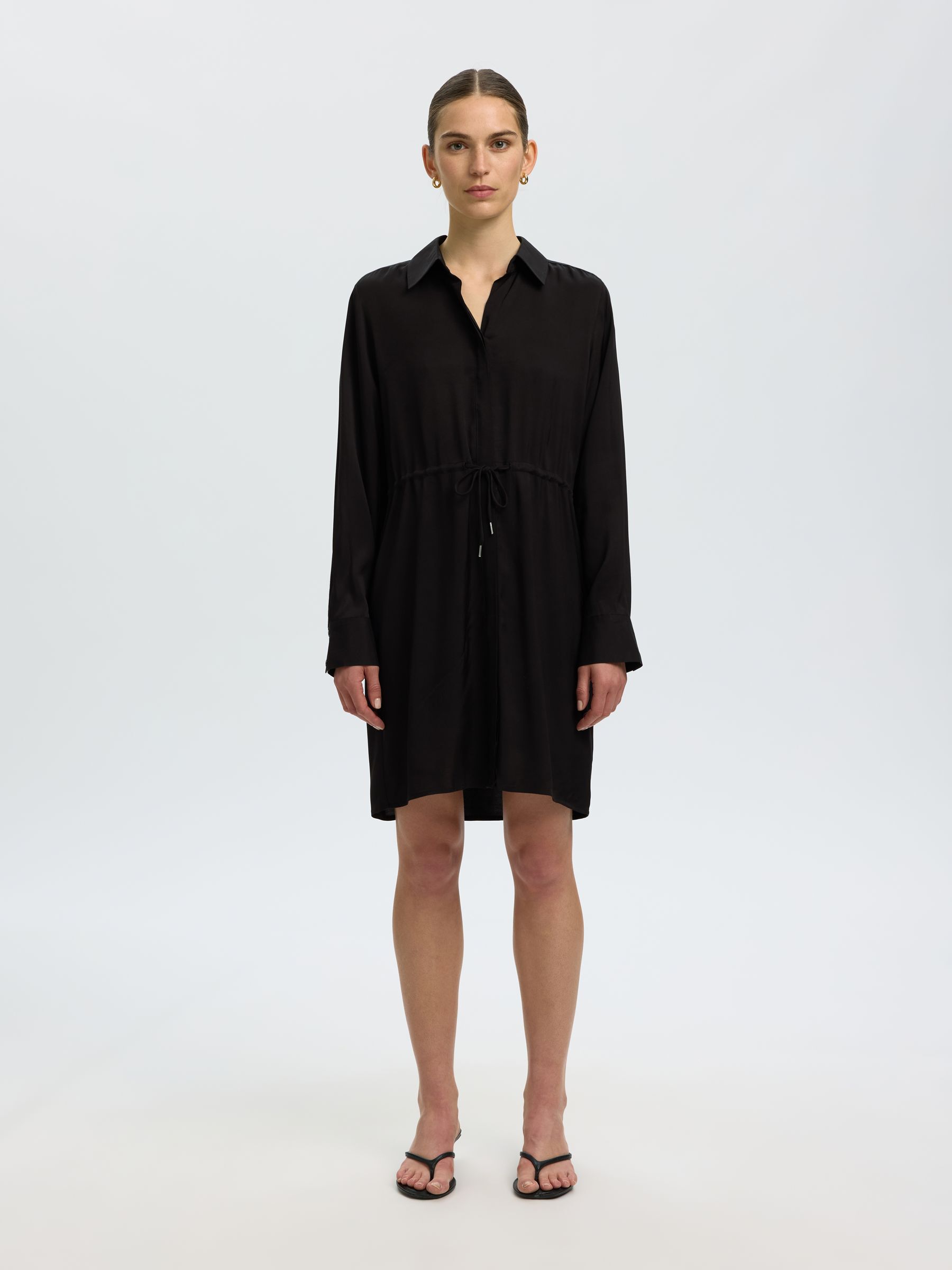 CHEMISE MANCHES LONGUES MINI-ROBE, Black, highres