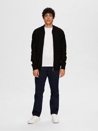 MERINO WOOL CARDIGAN, Black, highres