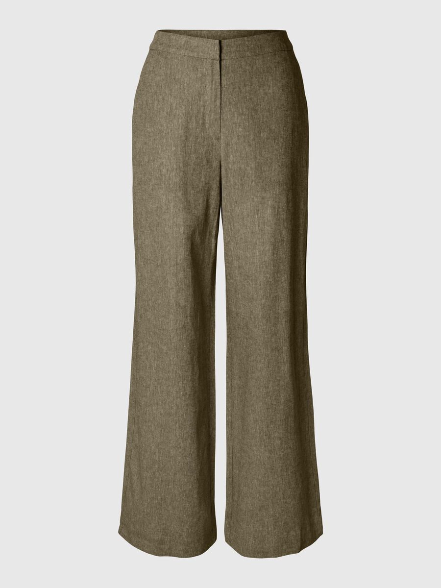 Selected WIDE FIT LEINENMIX HOSE, Covert Green, highres - 16096480_CovertGreen_001.jpg