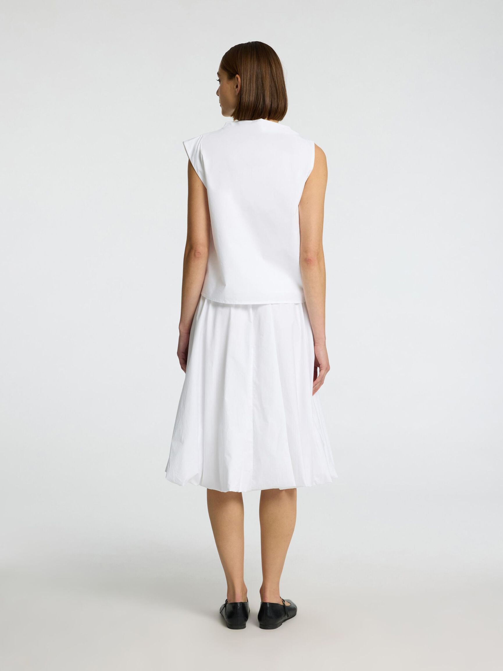 BUBBLE HEM MIDI SKIRT, Bright White, highres