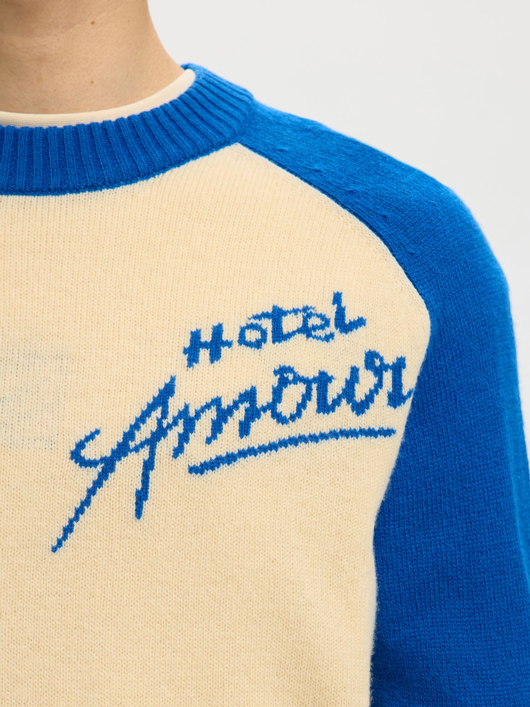 RELAXED FIT STRIKKET PULLOVER, Victoria Blue, highres