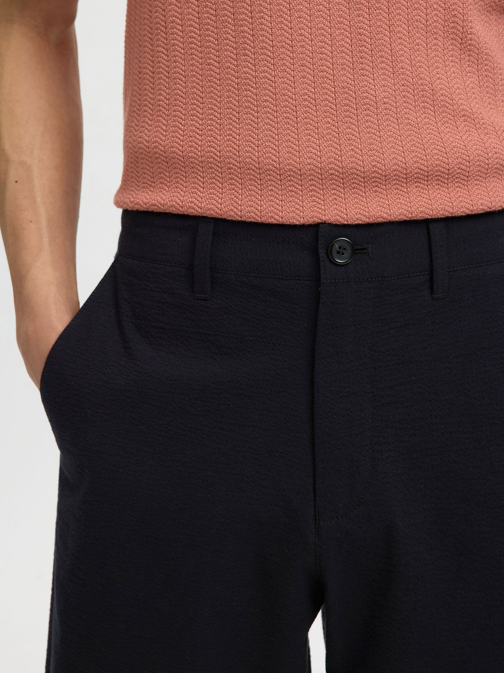 SEERSUCKER SHORTS, Black, highres